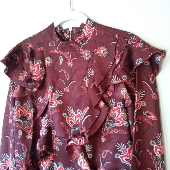 Scotch & Soda Magical Altitudes S Ruffle Front Floral Blouse Top Boho Victorian - Picture 3 of 12